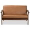 Baxton Studio Bianca Mid-Century Modern Walnut Brown Finished Wood and Tan Faux Leather Effect Loveseat 190-11393-ZORO - alternate 6